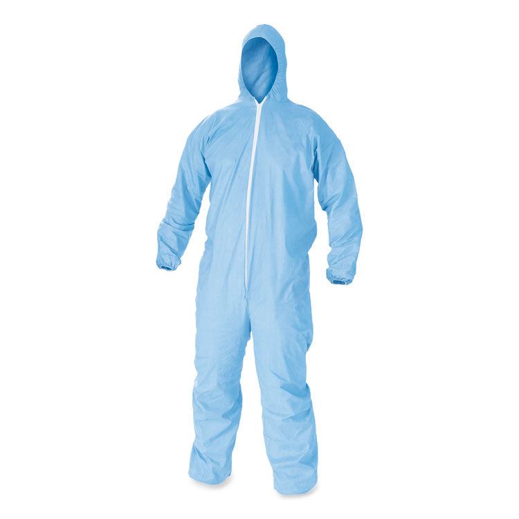 A65 Zipper Front Flame-Resistant Hooded Coveralls, Elastic Wrist and Ankles, X-Large, Blue, 25/Carton 1