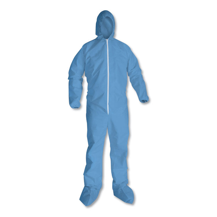 A65 Zipper Front Hood and Boot Flame-Resistant Coveralls, Elastic Wrist and Ankles, 2X-Large,Blue,  25/Carton 1