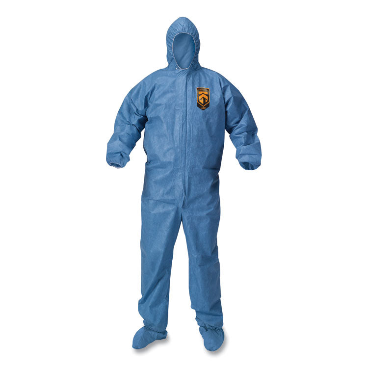 A65 Zipper Front Hood and Boot Flame-Resistant Coveralls, Elastic Wrist and Ankles, 2X-Large,Blue,  25/Carton 2