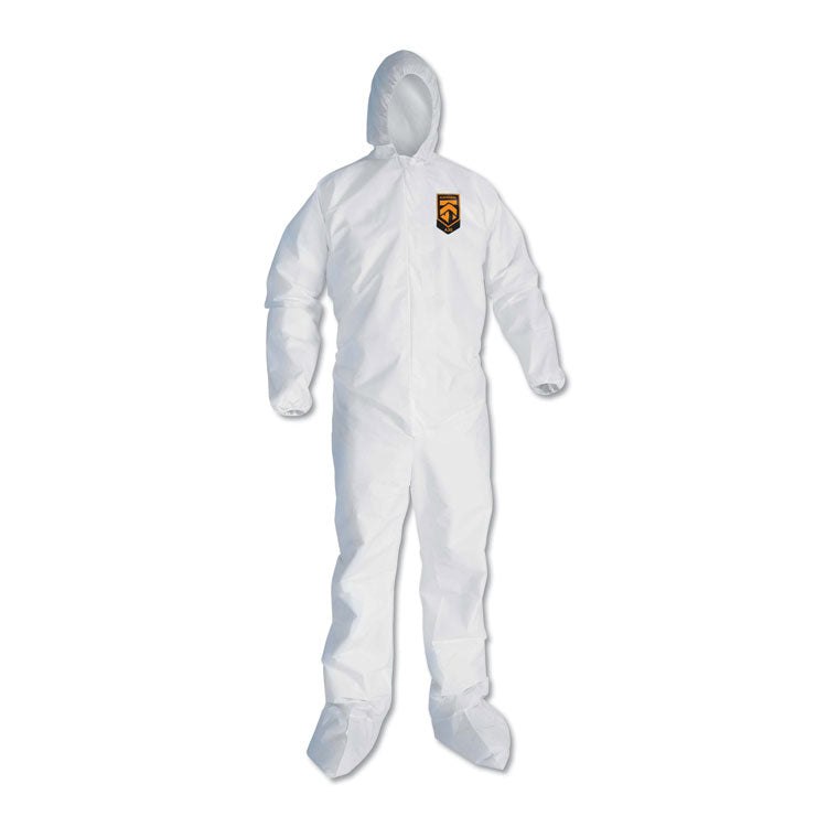 A30 Elastic Back and Cuff Hooded/Boots Coveralls, 3XL, White 21/Carton 1