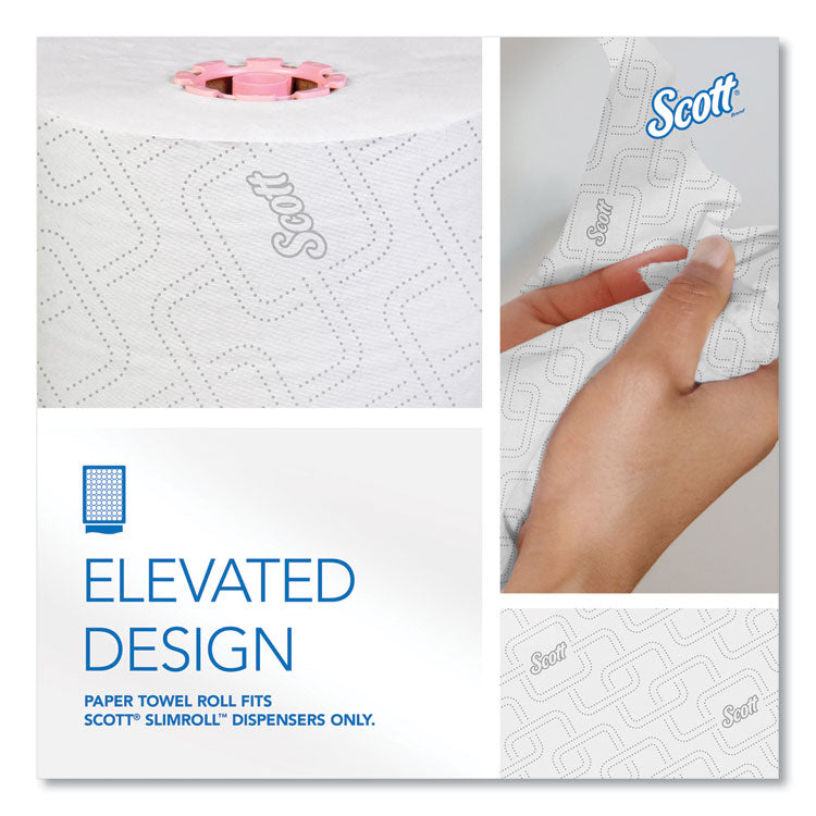 Slimroll Towels, 1-Ply, 8" x 580 ft, White/Pink Core, Traditional Business, 6 Rolls/Carton 4