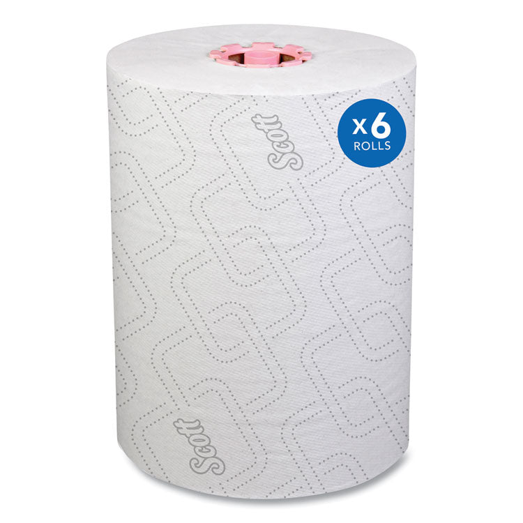 Slimroll Towels, 1-Ply, 8" x 580 ft, White/Pink Core, Traditional Business, 6 Rolls/Carton 1