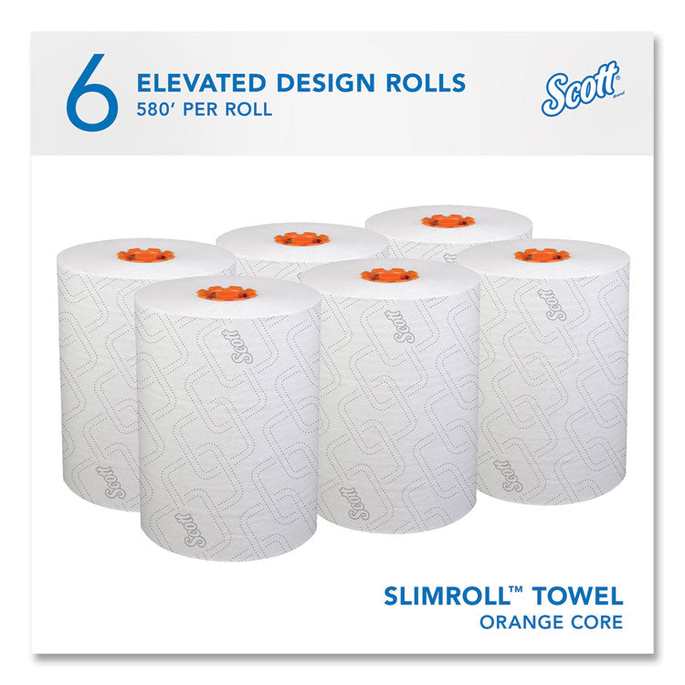 Slimroll Towels, 1-Ply, 8" x 580 ft, White/Orange Core, 6 Roll/Carton 2