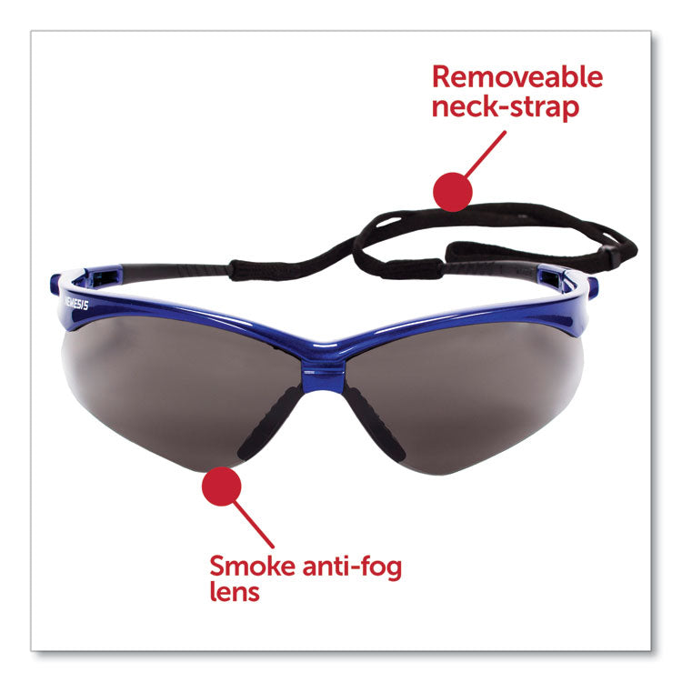 Nemesis Safety Glasses, Metallic Blue Frame, Smoke Lens, 12/Box 2