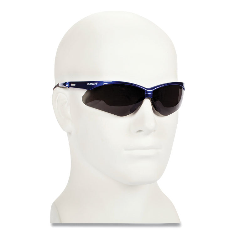 Nemesis Safety Glasses, Metallic Blue Frame, Smoke Lens, 12/Box 3