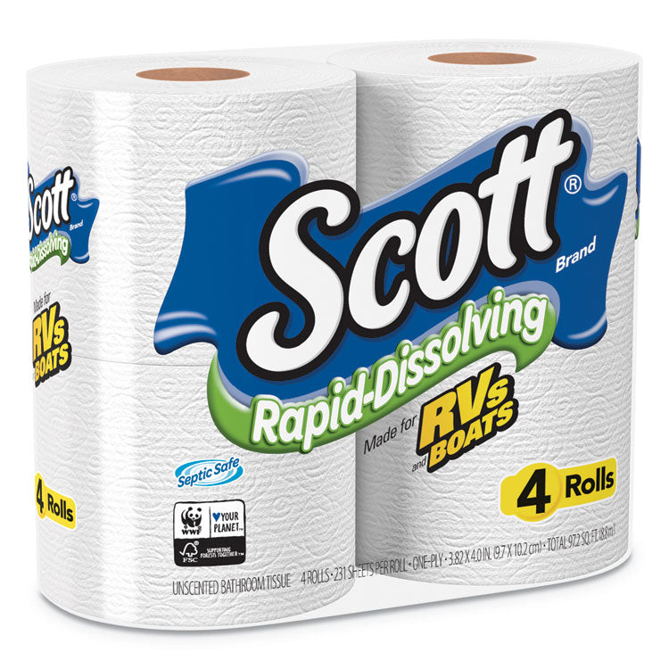 Rapid-Dissolving Toilet Paper, Bath Tissue, Septic Safe, 1-Ply, White, 231 Sheets/roll, 4/rolls/pack, 12 Packs/carton 2