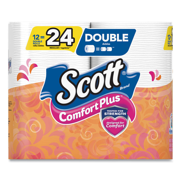 ComfortPlus Toilet Paper, Double Roll, Bath Tissue, Septic Safe, 1-Ply, White, 231 Sheets/Roll, 12 Rolls/Pack, 4 Packs/Carton 6