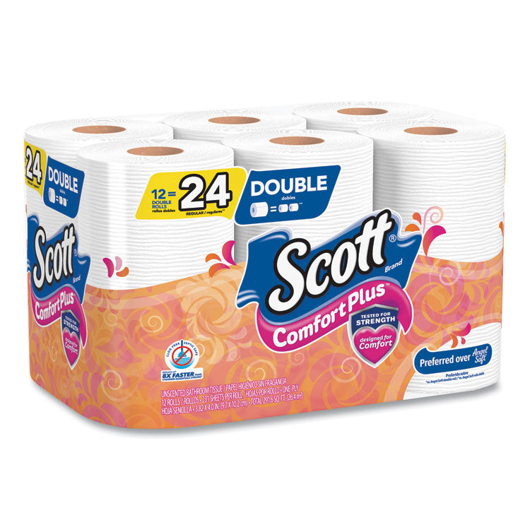 ComfortPlus Toilet Paper, Double Roll, Bath Tissue, Septic Safe, 1-Ply, White, 231 Sheets/Roll, 12 Rolls/Pack, 4 Packs/Carton 2