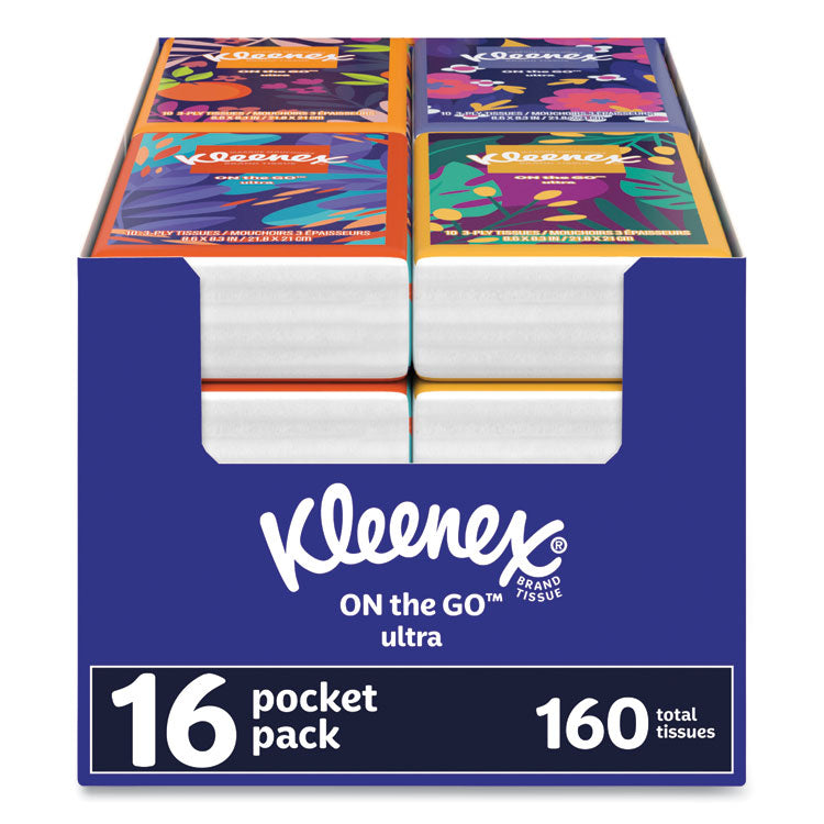 On The Go Packs Facial Tissues, 3-Ply, White, 10/Pouch, 16 Pouches/Pack, 6 Packs/Carton 1