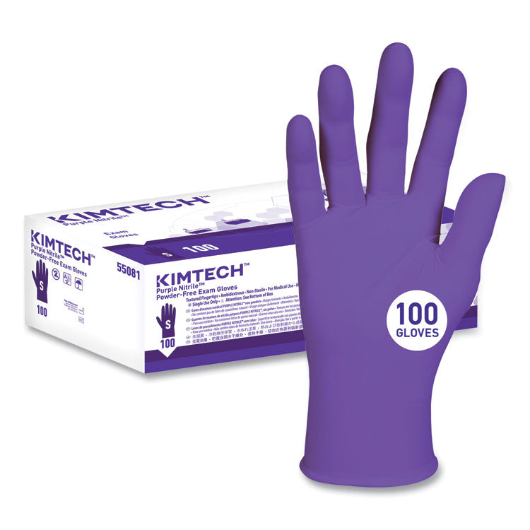 PURPLE NITRILE Exam Gloves, 242 mm Length, Small, Purple, 100/Box 2