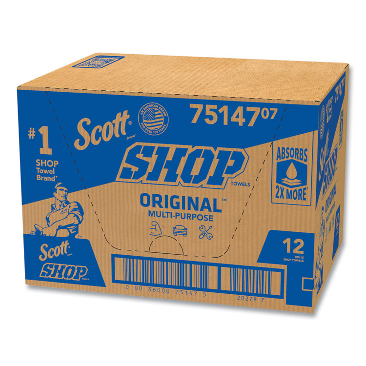 Shop Towels, Standard Roll, 1-Ply, 9.4 x 11, Blue, 55/Roll, 12 Rolls/Carton 5