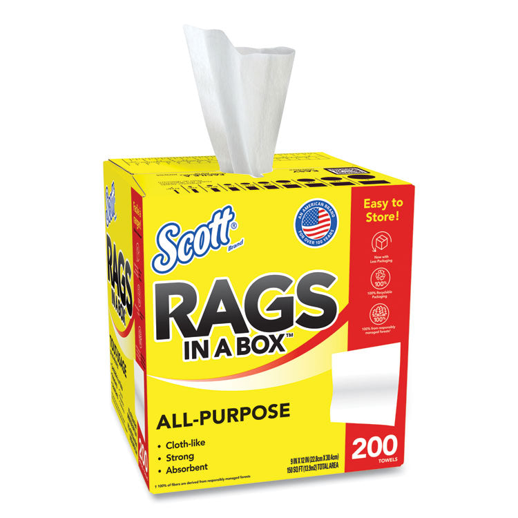 Rags in a Box, POP-UP Box, 12 x 9, White, 200/Box, 8 Boxes/Carton 2