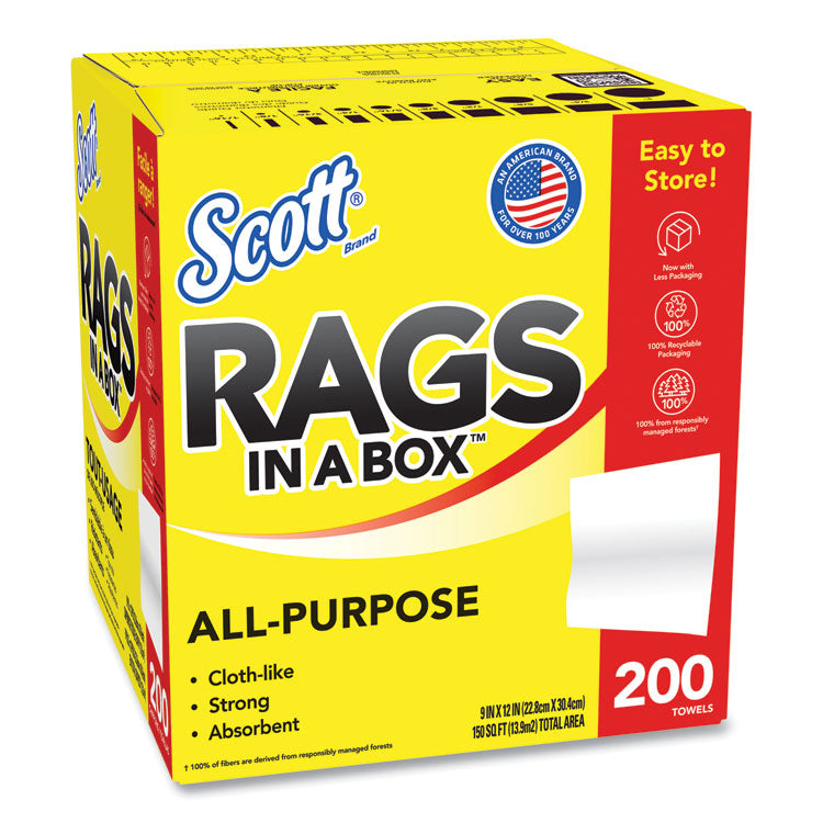 Rags in a Box, POP-UP Box, 12 x 9, White, 200/Box, 8 Boxes/Carton 3