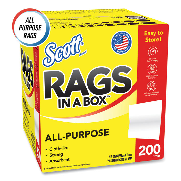 Rags in a Box, POP-UP Box, 12 x 9, White, 200/Box 3