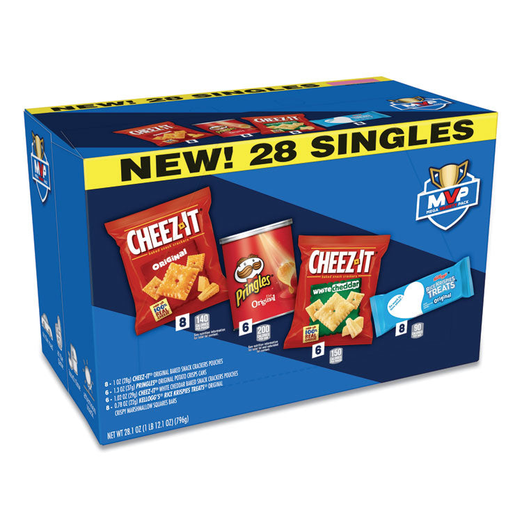 MVP Singles Variety Pack, Cheez-it Original/White Cheddar; Pringles Original; Rice Krispies Treats, Assorted Sizes, 28/Box 1