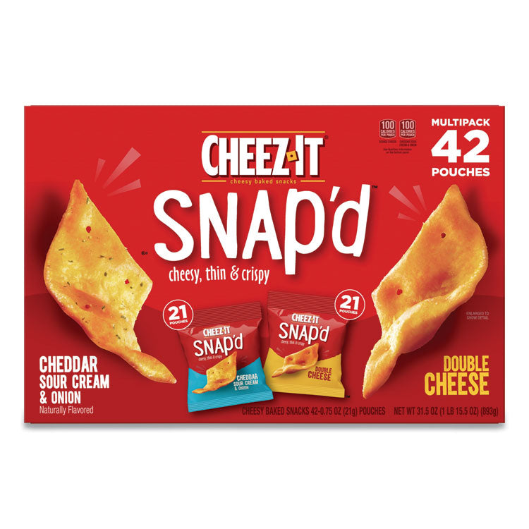 Snap'd Crackers Variety Pack, Cheddar Sour Cream And Onion; Double Cheese, 0.75 Oz Bag, 42/carton 1