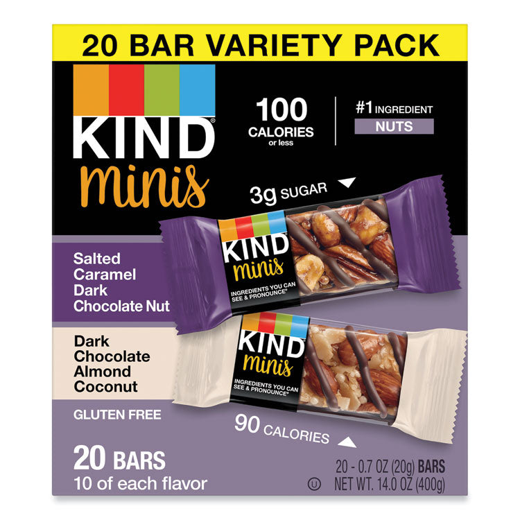 Minis, Salted Caramel And Dark Chocolate Nut/dark Chocolate Almond And Coconut, 0.7 Oz, 20/pack 1