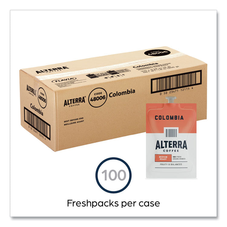 Alterra Columbia Coffee Freshpack, Columbia, 0.28 oz Pouch, 100/Carton 10