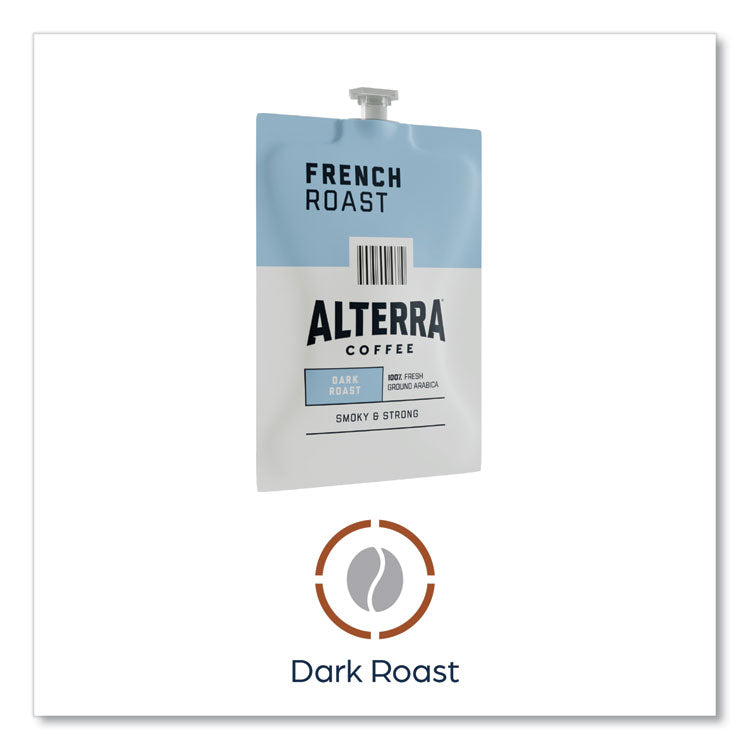 Alterra French Roast Coffee Freshpack, French Roast, 0.32 oz Pouch, 100/Carton 5