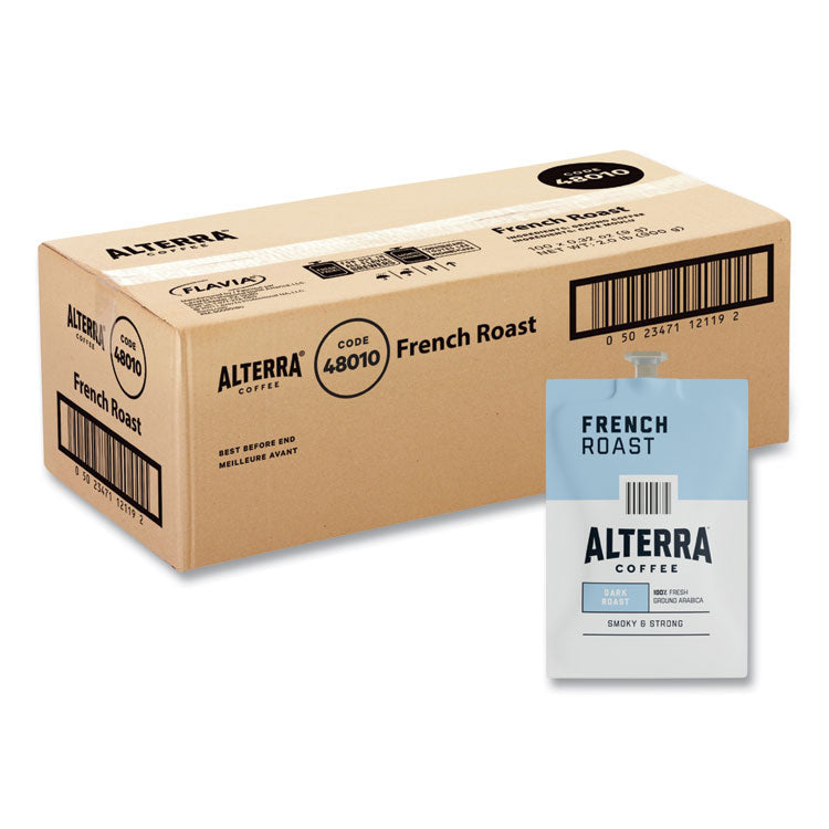 Alterra French Roast Coffee Freshpack, French Roast, 0.32 oz Pouch, 100/Carton 1