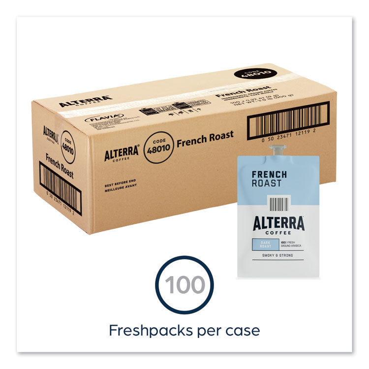 Alterra French Roast Coffee Freshpack, French Roast, 0.32 oz Pouch, 100/Carton 8