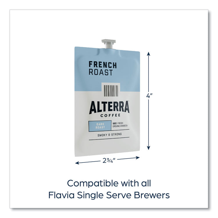 Alterra French Roast Coffee Freshpack, French Roast, 0.32 oz Pouch, 100/Carton 10