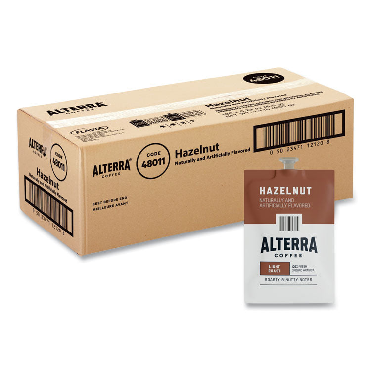 Alterra Hazelnut Coffee Freshpack, Hazelnut, 0.23 oz Pouch, 100/Carton 1