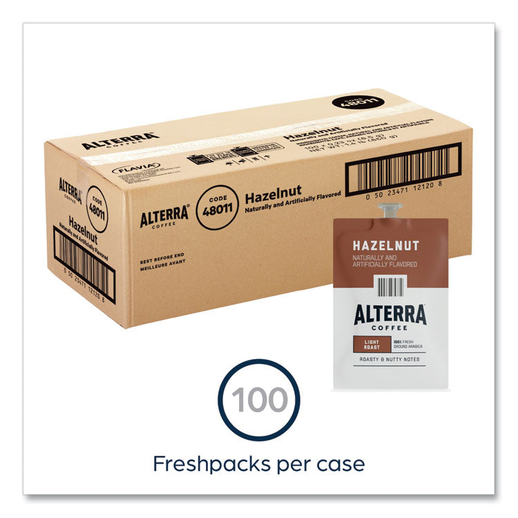 Alterra Hazelnut Coffee Freshpack, Hazelnut, 0.23 oz Pouch, 100/Carton 8