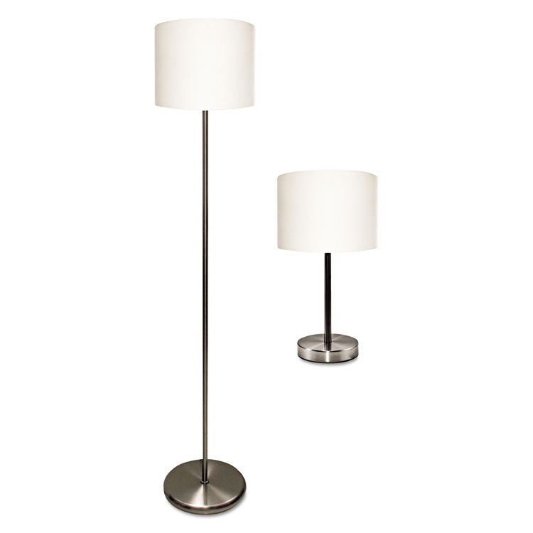 Slim Line Lamp Set, Table 12.63" High and Floor 61.5" High, Silver 1