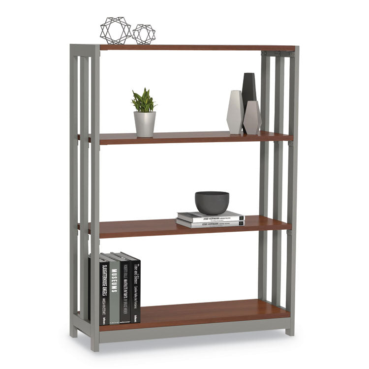 Trento Line Bookcase, Three-Shelf, 31.5w x 11.5d x 43.25h, Cherry 2