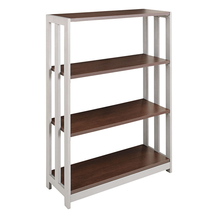 Trento Line Bookcase, Three-Shelf, 31.5w x 11.63d x 43.25h, Mocha 1