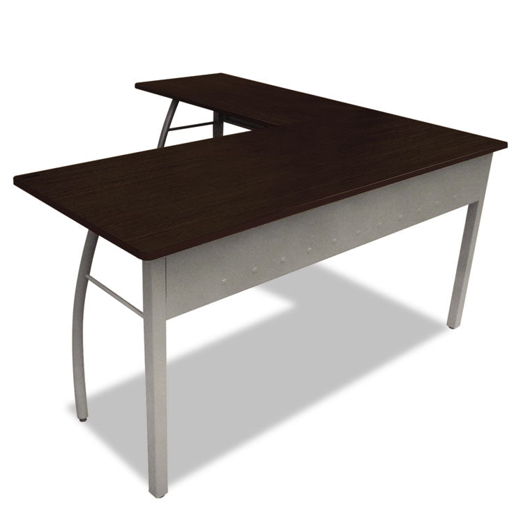 Trento Line L-Shaped Desk, 59.13" X 59.13" X 29.5", Mocha/gray 1