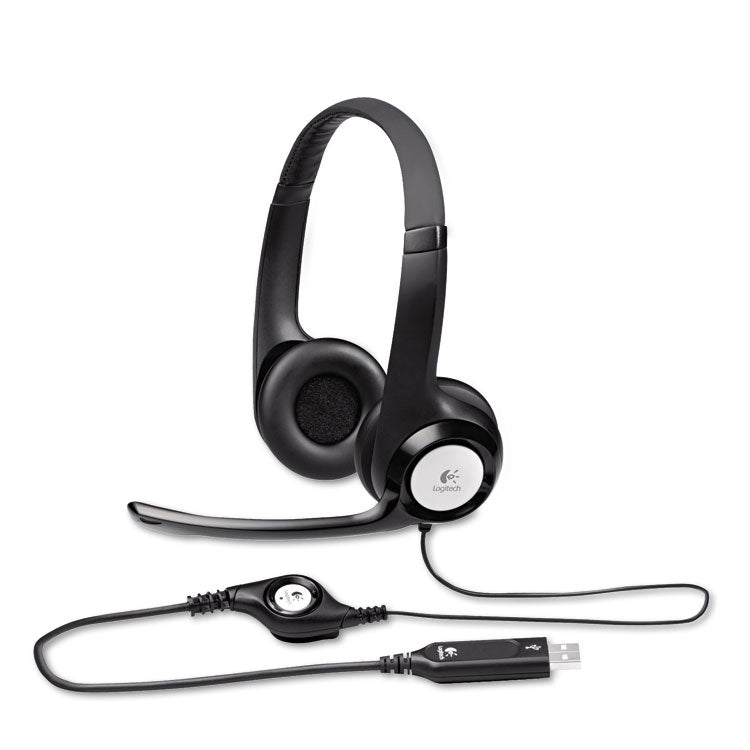 H390 Binaural Over The Head USB Headset with Noise-Canceling Microphone, Black 1