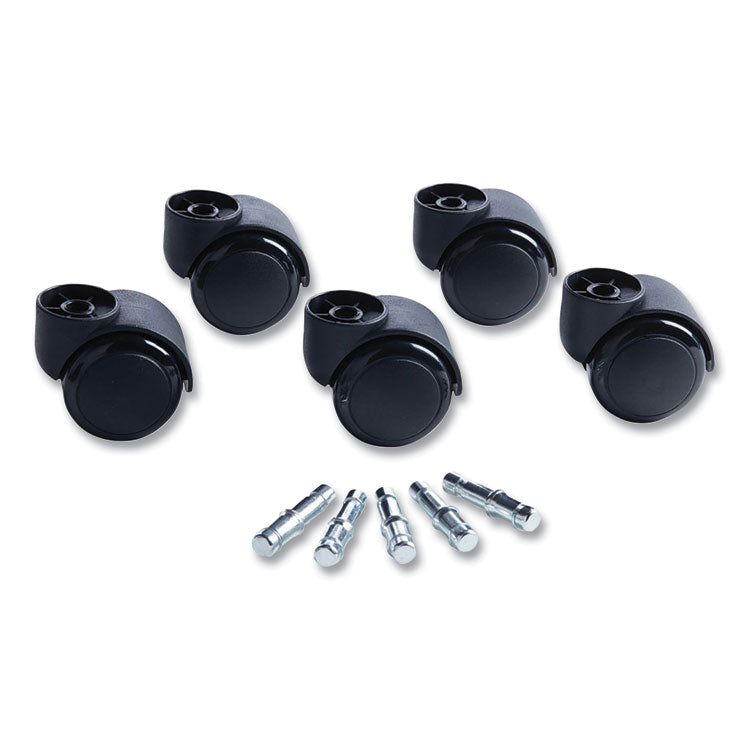 Deluxe Futura Casters, Flush Mount, Grip Ring Type B and Type K Stems, 2.19" Soft Polyurethane Wheel, Matte Black, 5/Set 1