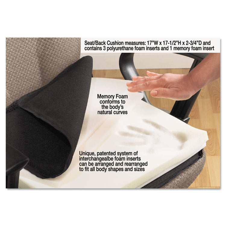 The Comfortmakers Deluxe Seat/back Cushion, Memory Foam, 17 X 2.75 X 17.5, Black 2