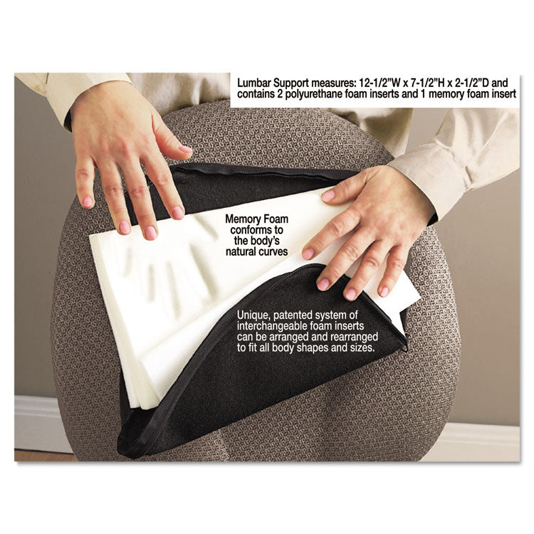 The Comfortmakers Deluxe Lumbar Support Cushion, Memory Foam, 12.5 X 2.5 X 7.5, Black 1