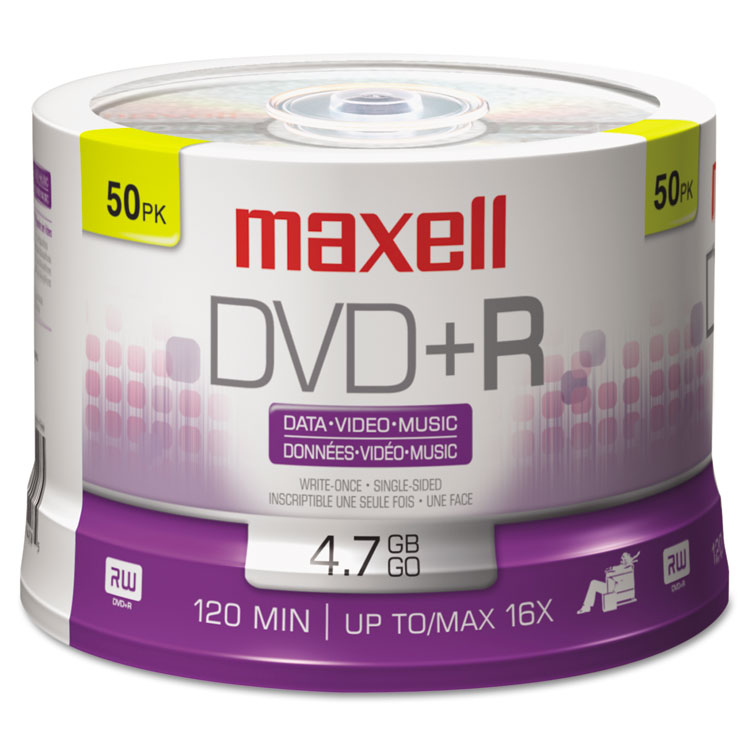 Dvd+r High-Speed Recordable Disc, 4.7 Gb, 16x, Spindle, Silver, 50/pack 2