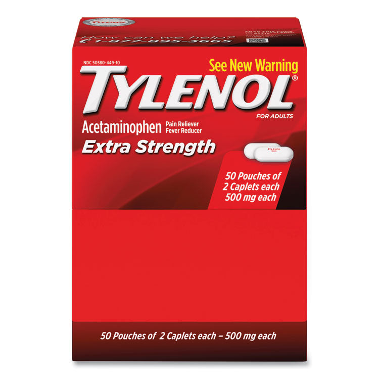 Extra Strength Caplets, Two-Pack, 50 Packs/box 1