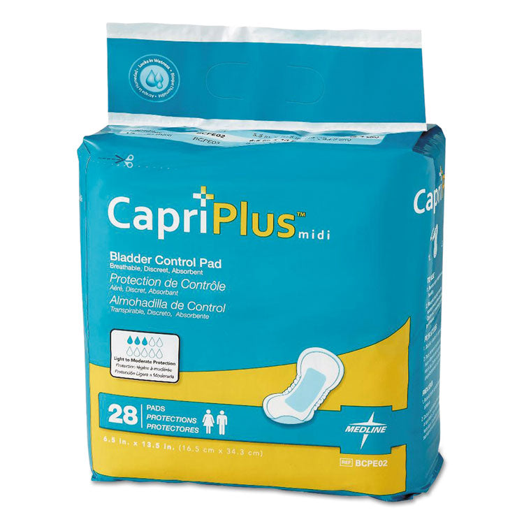 Capri Plus Bladder Control Pads, Extra Plus, 6.5" X 13.5", 28/pack, 6/carton 1