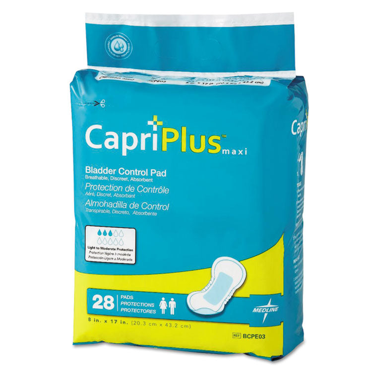 Capri Plus Bladder Control Pads, Ultra Plus, 8" X 17", 28/pack, 6/carton 1