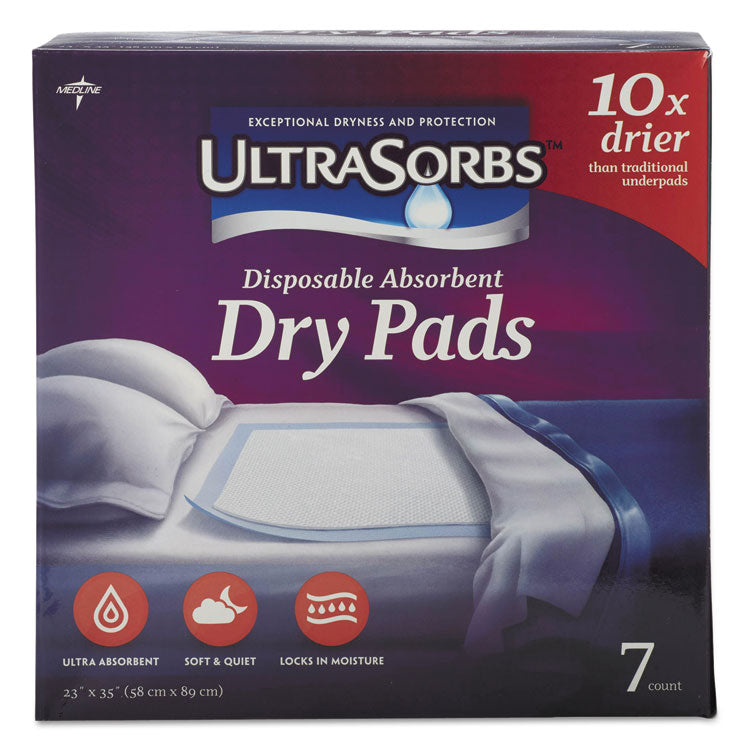 Ultrasorbs Disposable Dry Pads, 23" X 35", White, 7/box, 6/carton 1