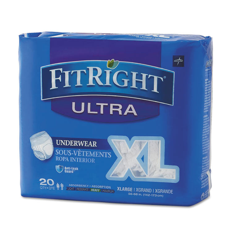 Fitright Ultra Protective Underwear, X-Large, 56" To 68" Waist, 20/pack 1