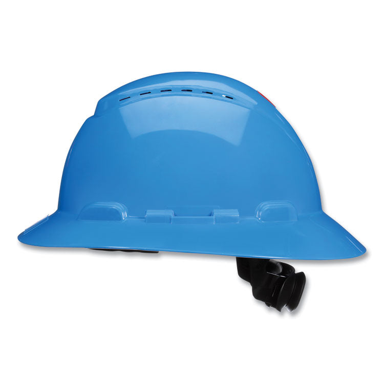 SecureFit H-Series Hard Hats, H-800 Vented Hat with UV Indicator, 4-Point Pressure Diffusion Ratchet Suspension, Blue 1