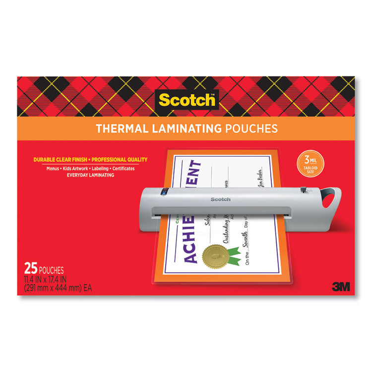 Laminating Pouches, 3 Mil, 11.5" X 17.5", Gloss Clear, 25/pack 1