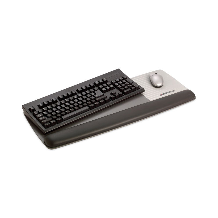 Antimicrobial Gel Mouse Pad/Keyboard Wrist Rest Platform, 25.5 x 10.6, Black/Silver 1