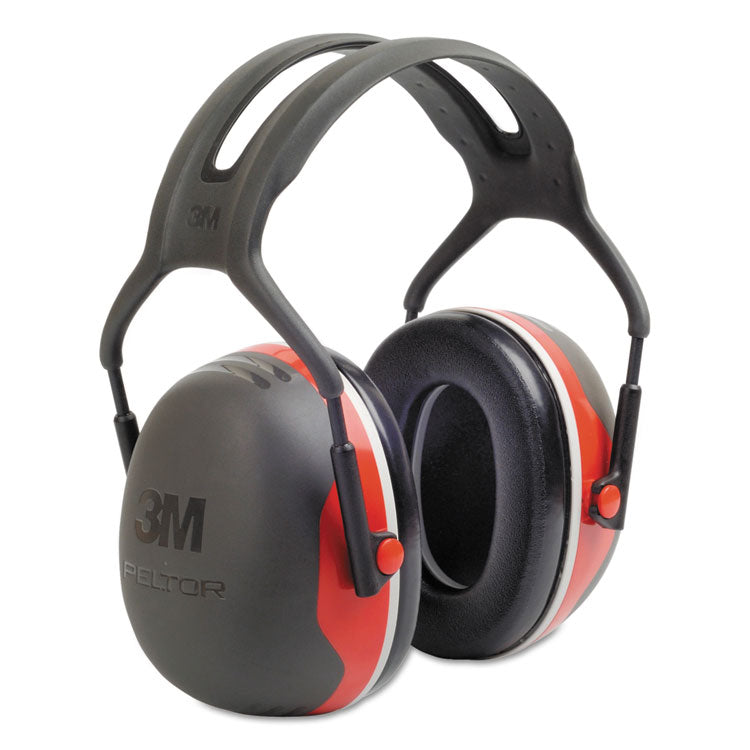 PELTOR X3A Over-the-Head Earmuffs, 28 dB NRR, Black/Red, 10/Carton 1