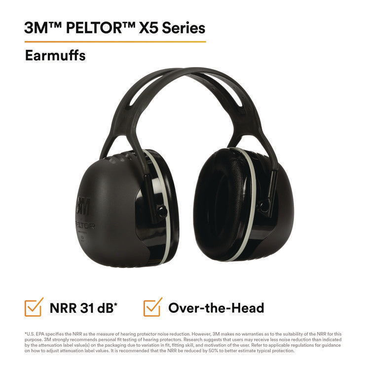 PELTOR X Series Earmuffs, Model X5A, 31 dB NRR, Black 2