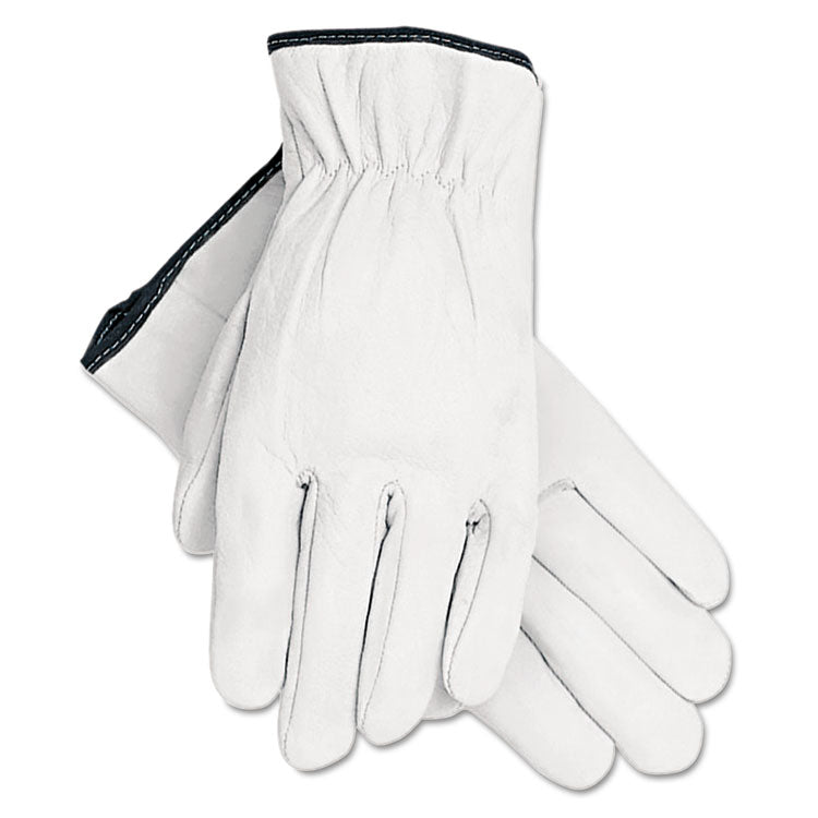 Grain Goatskin Driver Gloves, White, Large, 12 Pairs 1