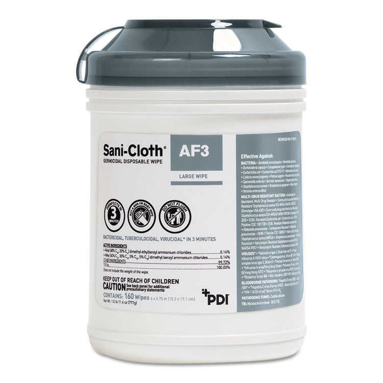 Sani-Cloth AF3 Germicidal Disposable Wipes, 6 x 6.75, White, 160 Wipes/Canister, 12 Canisters/Carton 1