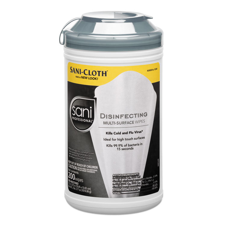 Disinfecting Multi-Surface Wipes, 7.5 x 5.38, White, 200/Canister, 6 Canisters/Carton 1